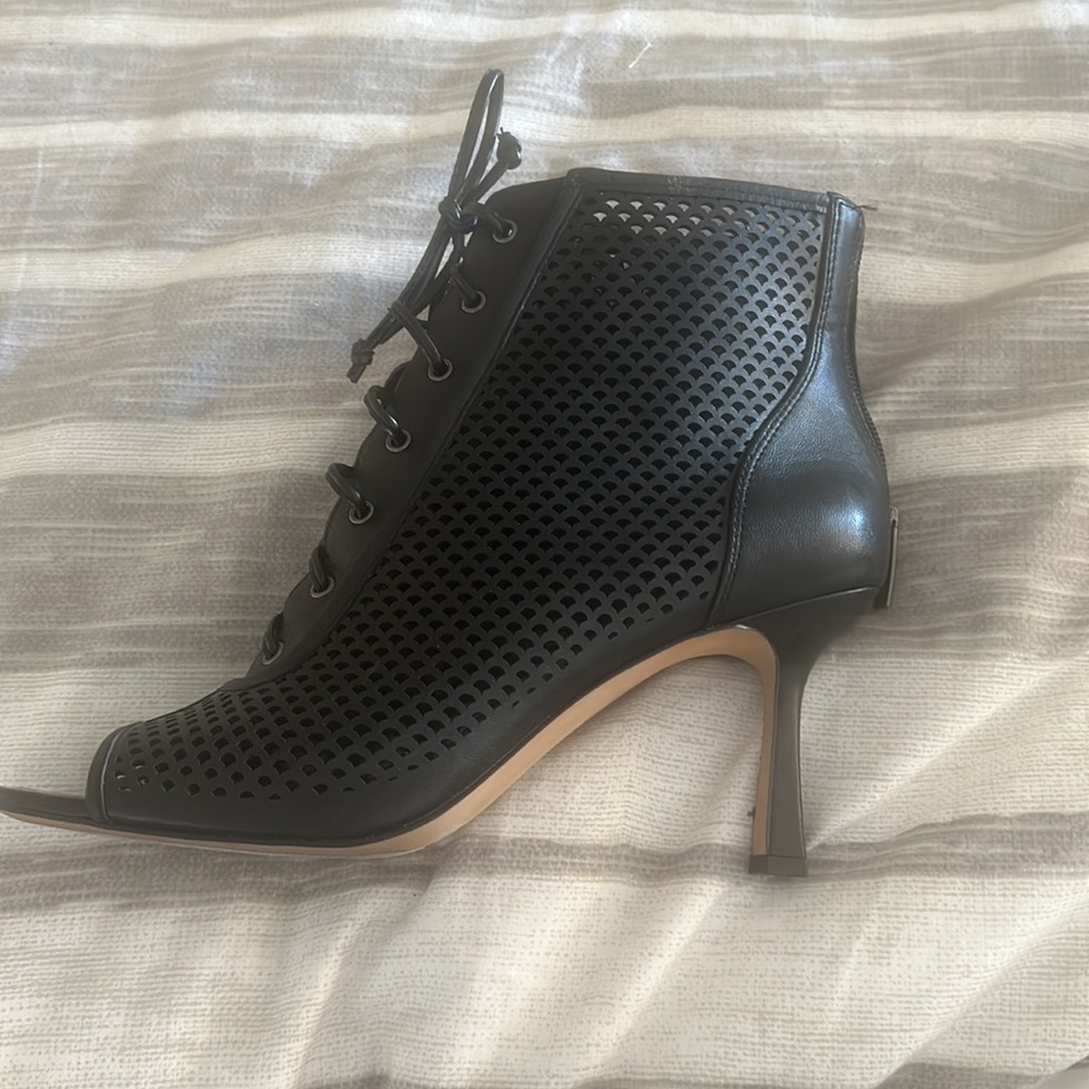 Vince Camuto open-toed booties with meshed sides